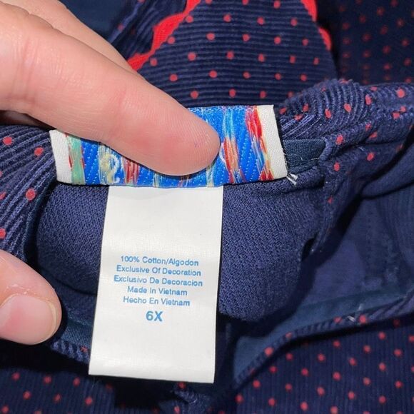 NWT Samantha Says by Samara Corduroy Navy & Red Polka‎ Dot Dress - Size 6X - Picture 7 of 7